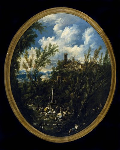 Worshippers at a Shrine by Alessandro Magnasco